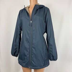 L.L. Bean Women’s S Navy Soft Fleece Lined Parka Jacket Full Zip Waist Cinch EUC